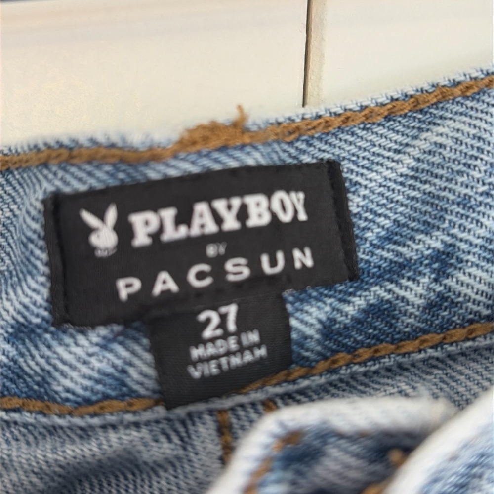 Playboy X Pacsun Jeans Women 27 High Rise Straight Leg Button Fly Logo Denim - Picture 4 of 12
